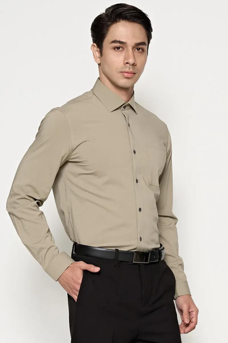 MEN LONG SLEEVE WORK SHIRT  KHAKI