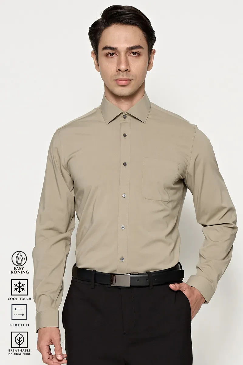 MEN LONG SLEEVE WORK SHIRT  KHAKI