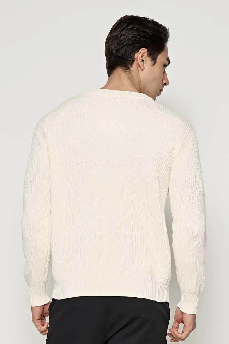 MEN LONG SLEEVE SWEATER OFF WHITE