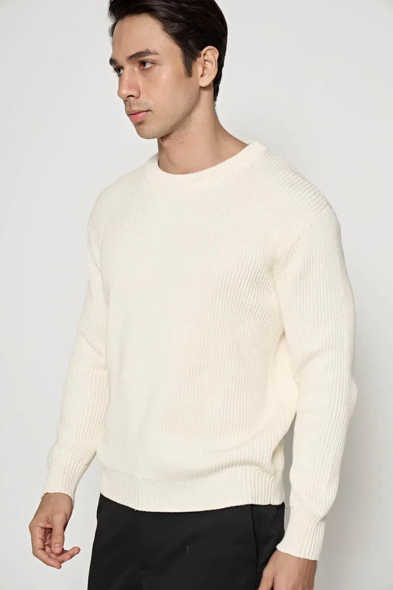 MEN LONG SLEEVE SWEATER OFF WHITE