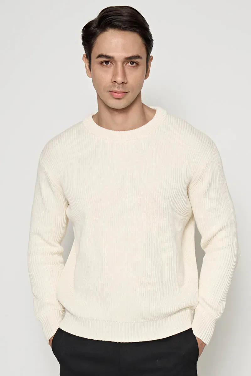 MEN LONG SLEEVE SWEATER OFF WHITE