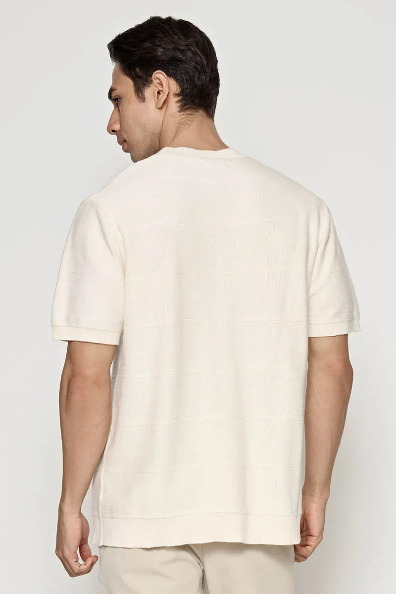 MEN SHORT SLEEVE KNIT TEE  OFF WHITE