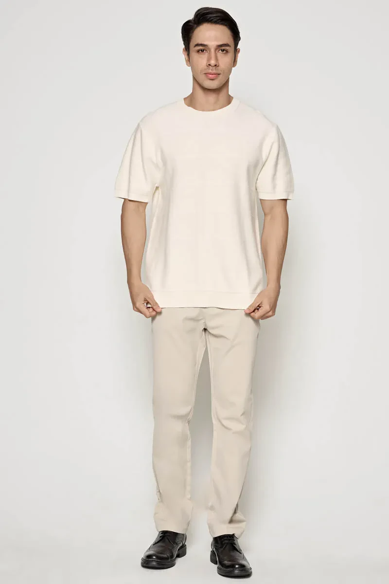 MEN SHORT SLEEVE KNIT TEE  OFF WHITE