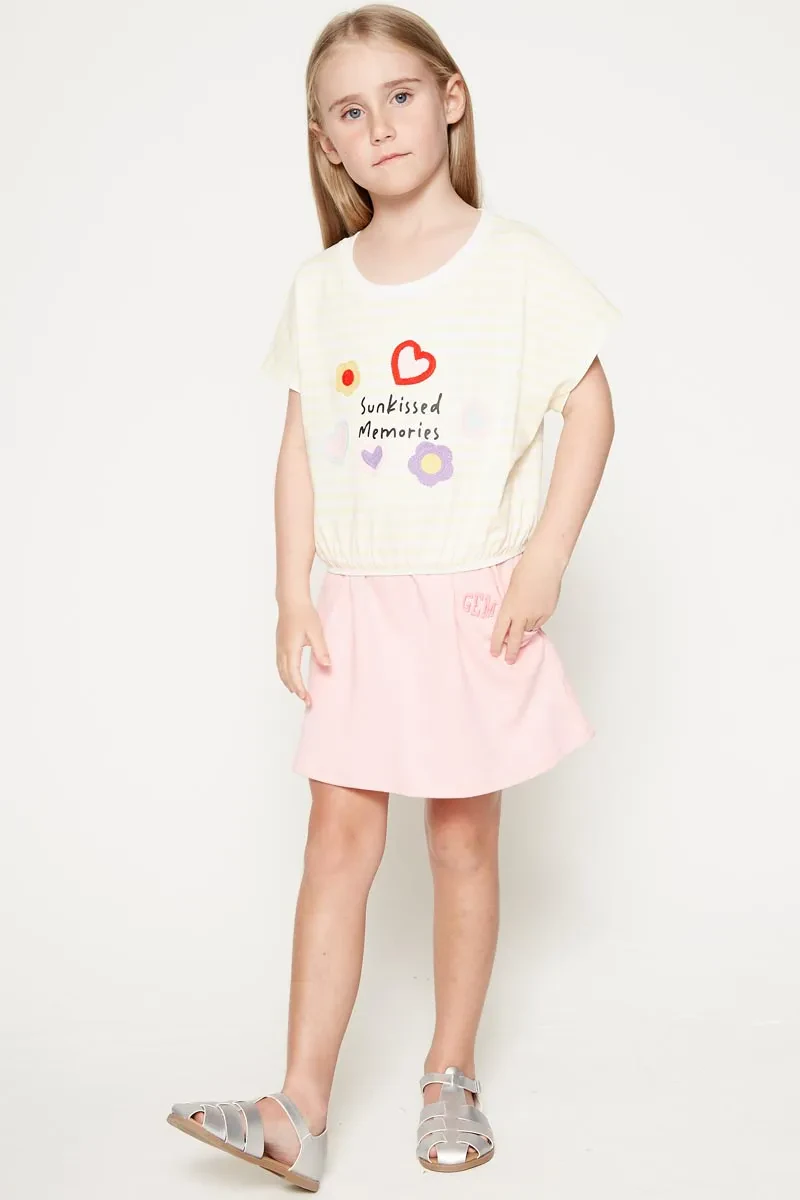 KID GIRL STRIPPED TOP LIGHT YELLOW