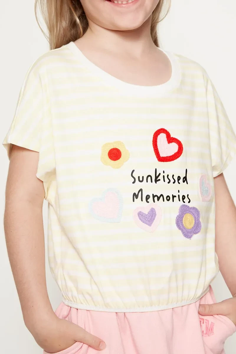 KID GIRL STRIPPED TOP LIGHT YELLOW