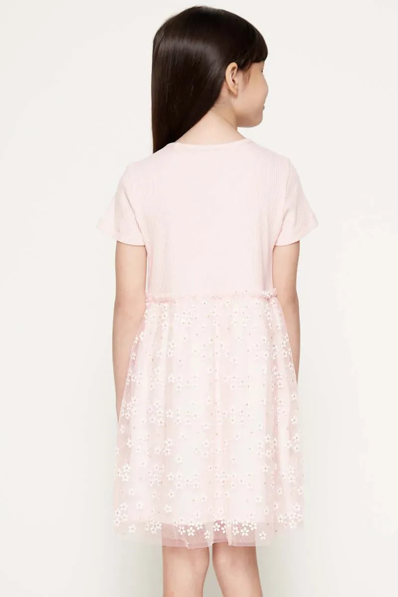 KIDS GIRL KNIT SHORT DRESS PINK