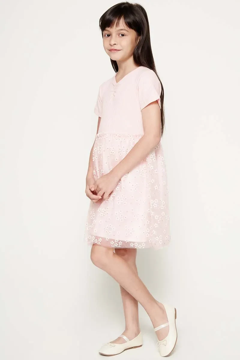 KIDS GIRL KNIT SHORT DRESS PINK