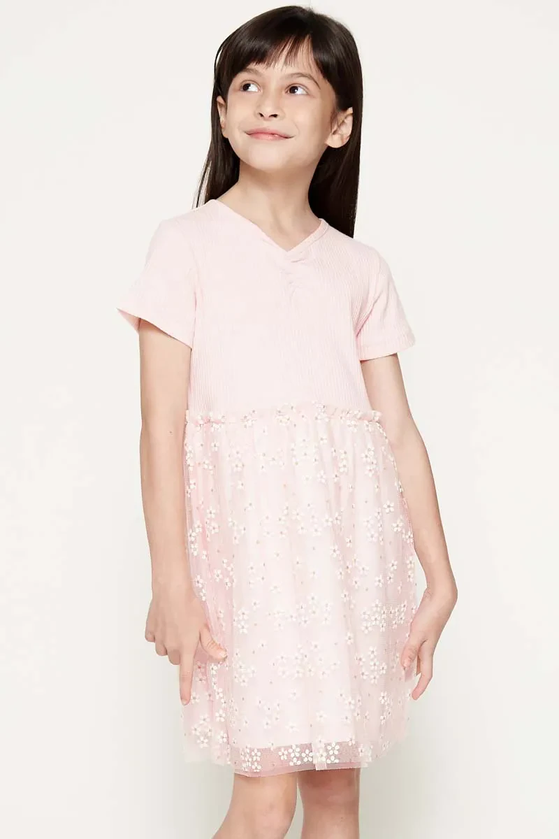 KIDS GIRL KNIT SHORT DRESS PINK