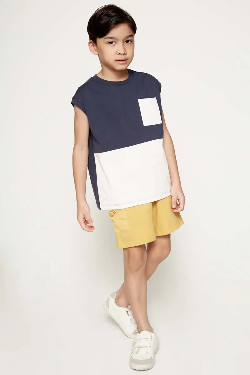 KIDS BOY CASUAL SLEEVELESS TEE BLUE