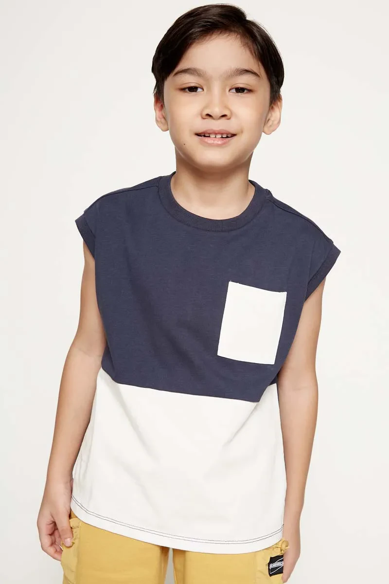 KIDS BOY CASUAL SLEEVELESS TEE BLUE