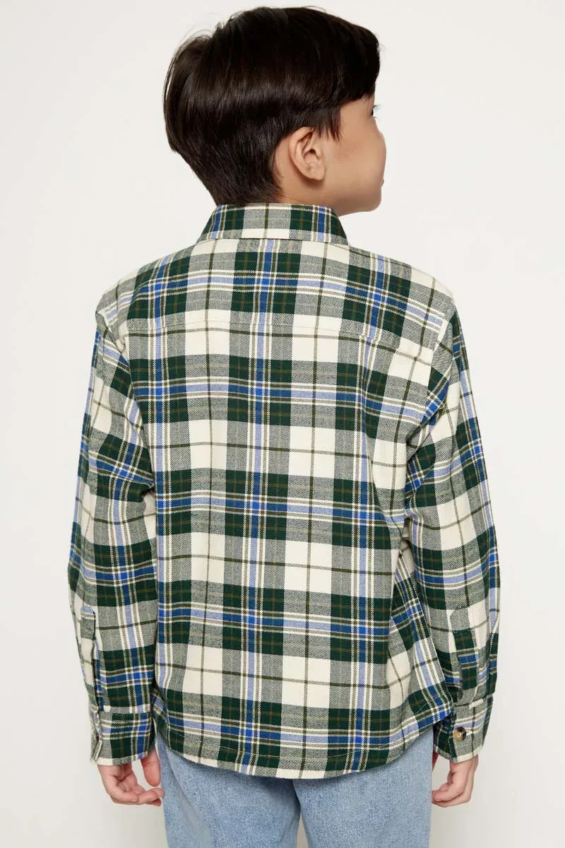 KIDS BOY LONG SLEEVE BUTTON DOWN SHIRT  GREEN