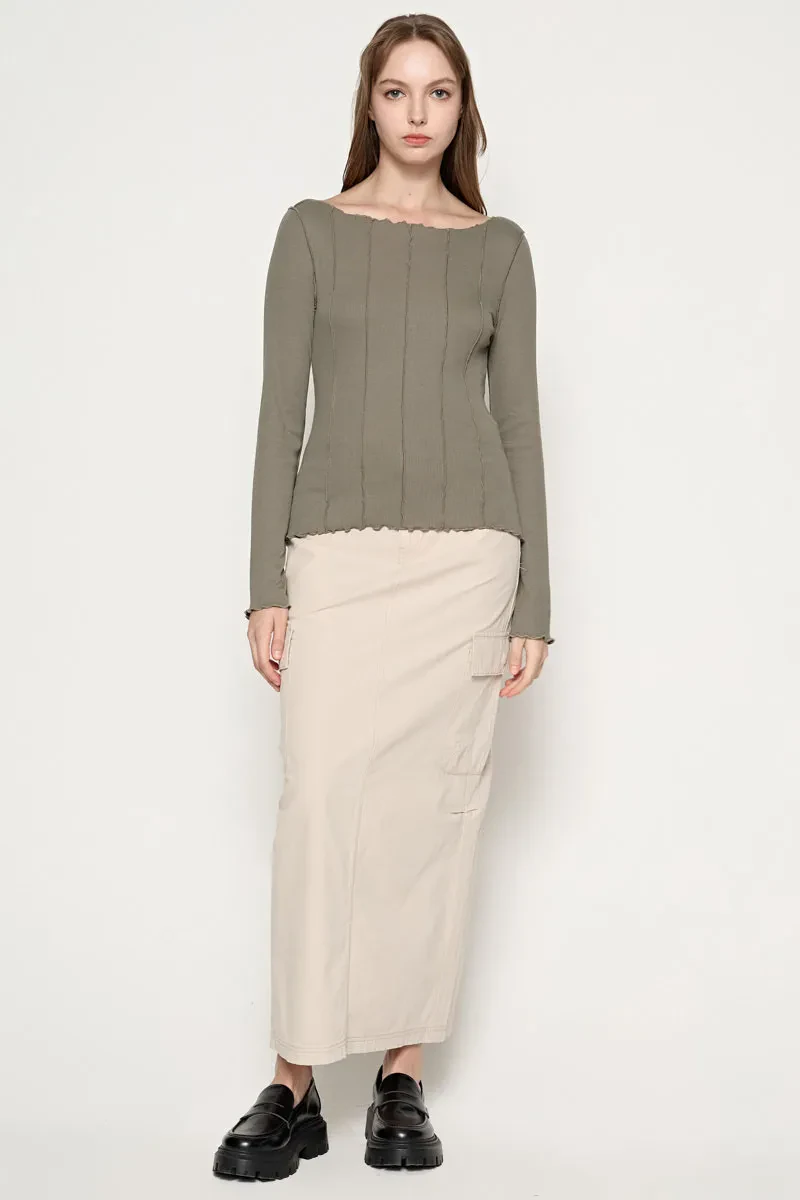 LADIES SLIM FIT CASUAL TOP  DARK OLIVE