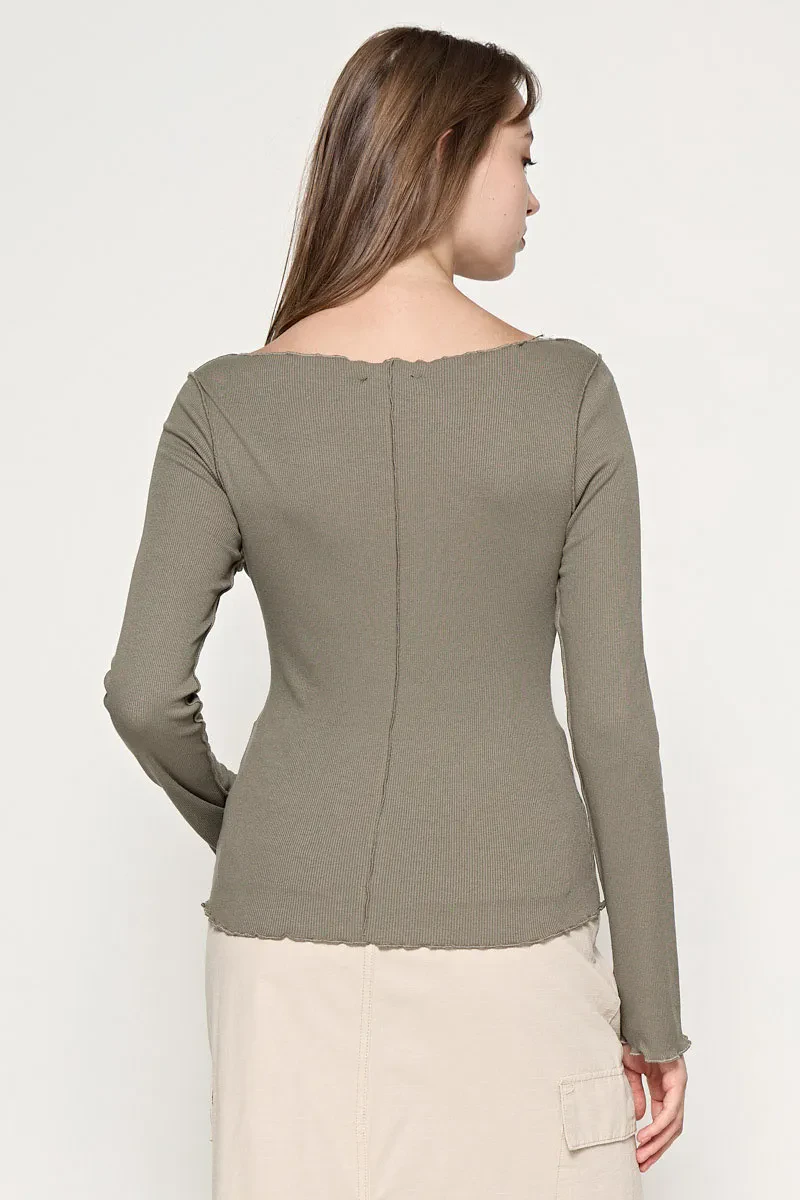 LADIES SLIM FIT CASUAL TOP  DARK OLIVE