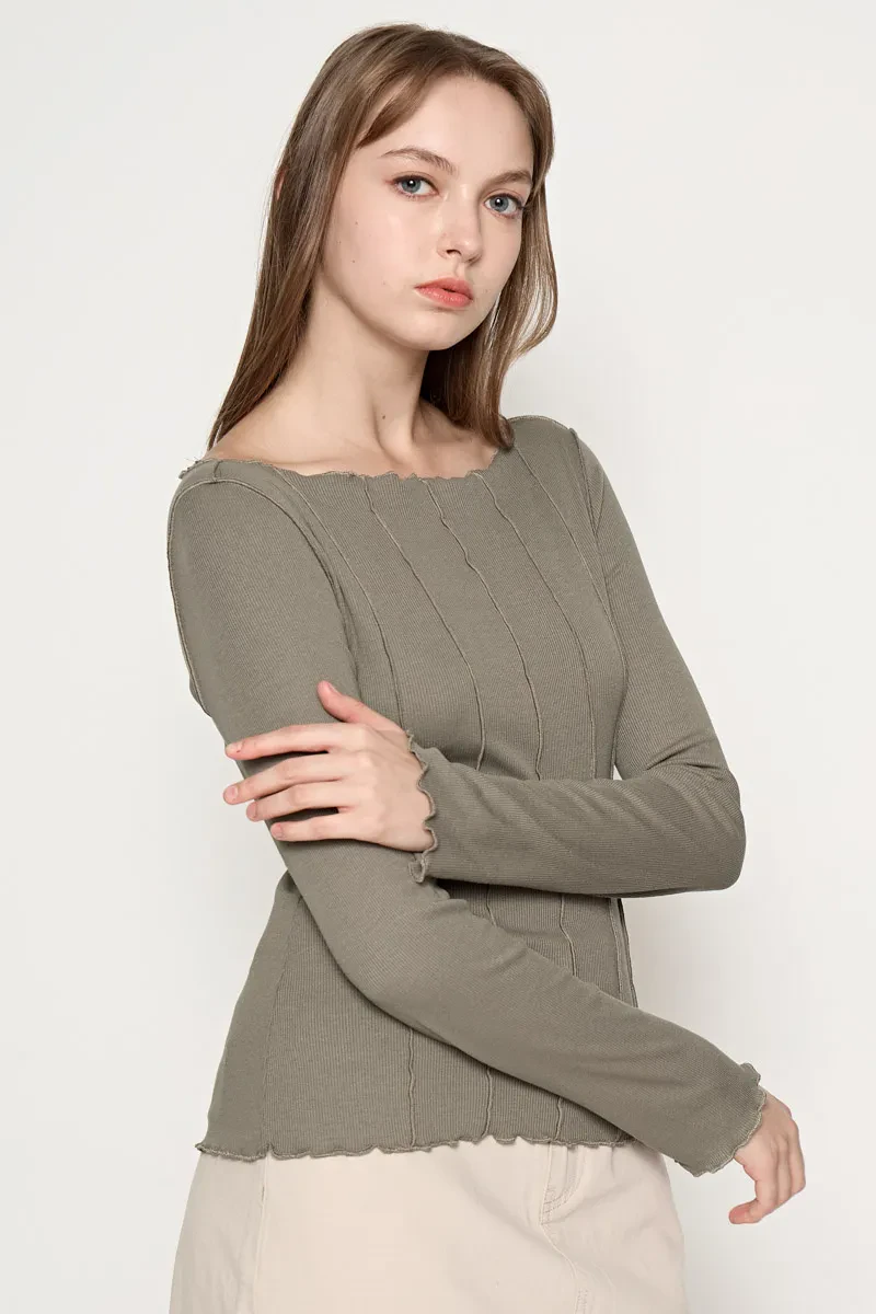 LADIES SLIM FIT CASUAL TOP  DARK OLIVE