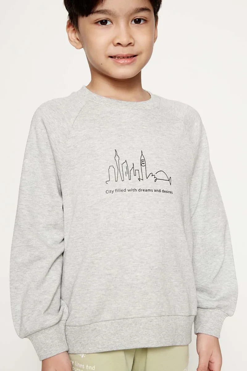 KIDS BOY CASUAL LONG SLEEVE SWEATSHIRT  GREY
