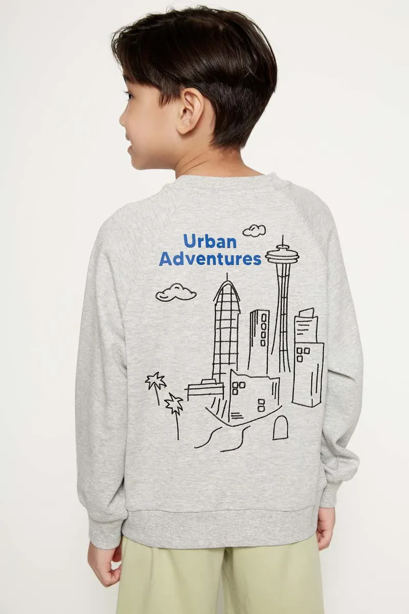 KIDS BOY CASUAL LONG SLEEVE SWEATSHIRT  GREY
