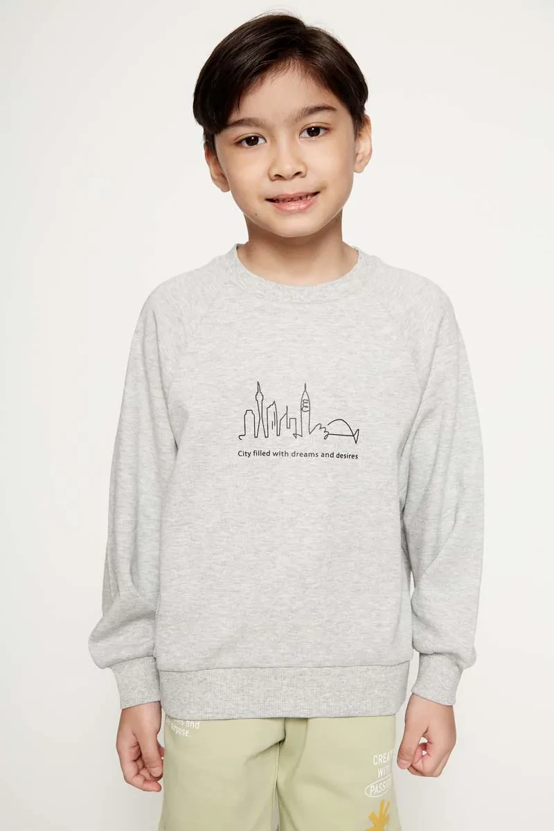 KIDS BOY CASUAL LONG SLEEVE SWEATSHIRT  GREY