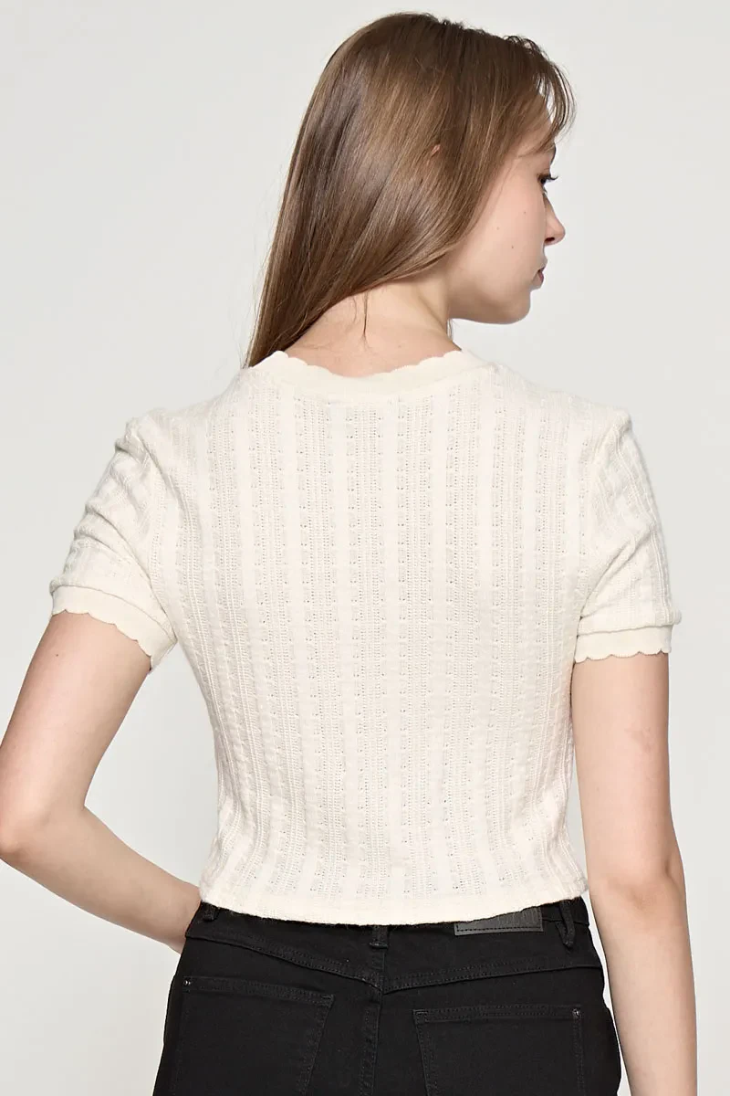 YARN KNIT LADIES TOP CREAM