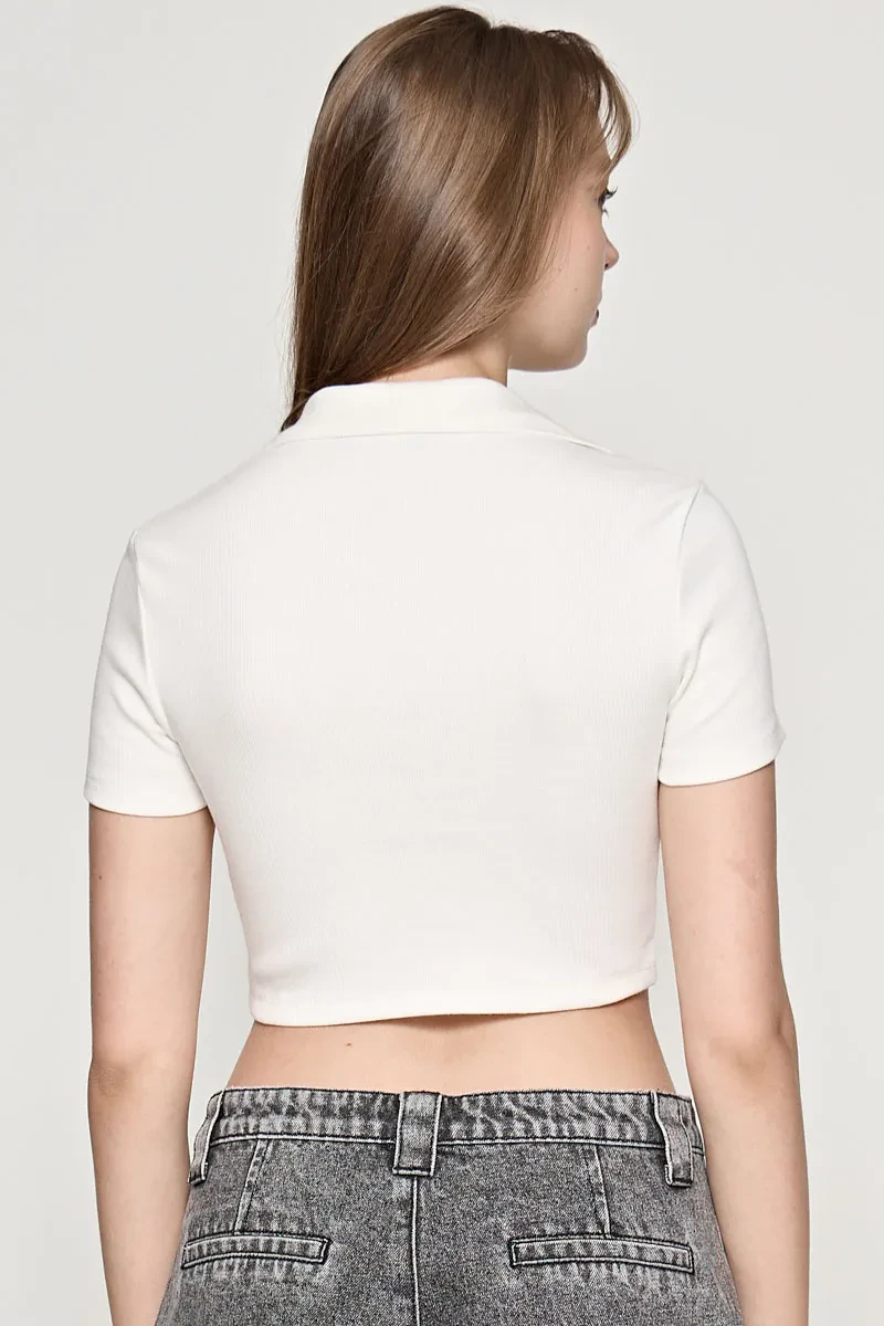 LADIES CROPPED TOP OFF WHITE
