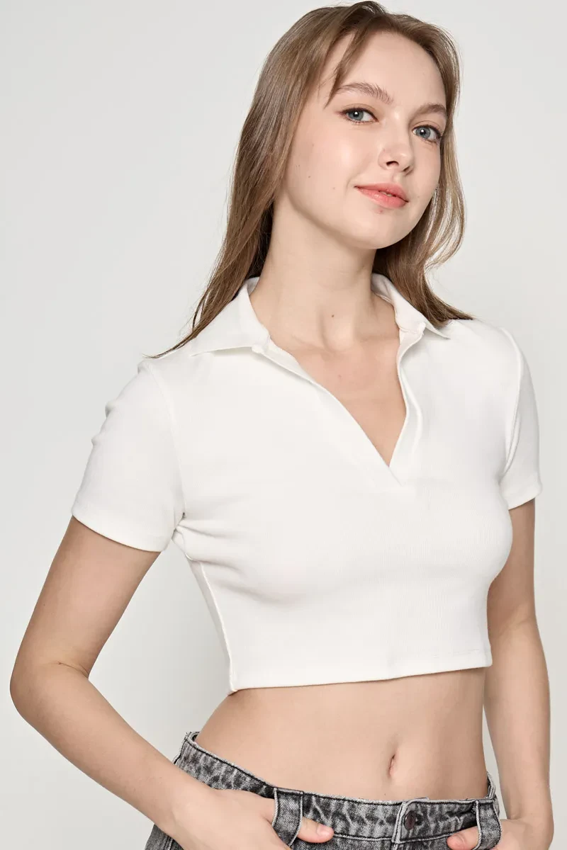 LADIES CROPPED TOP OFF WHITE