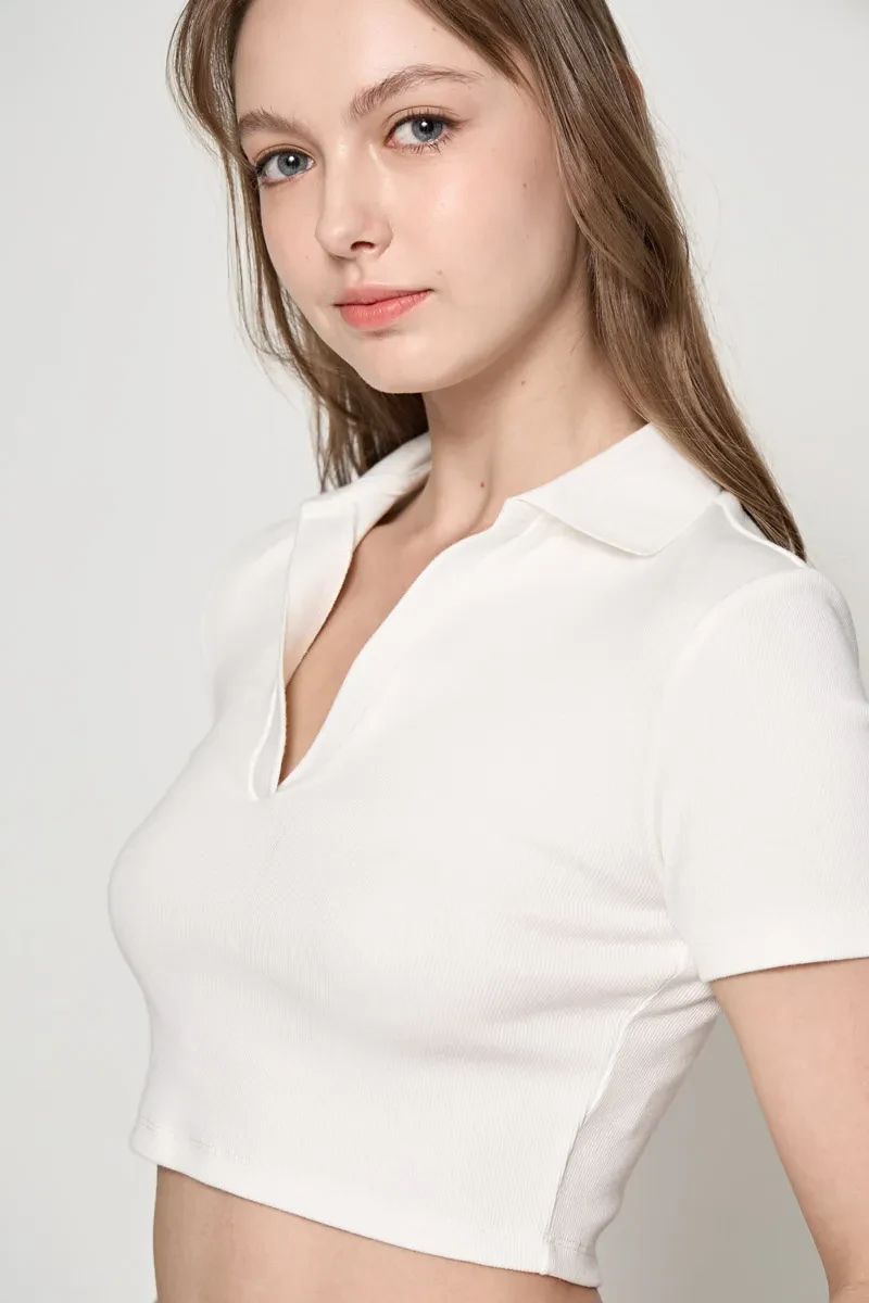 LADIES CROPPED TOP OFF WHITE