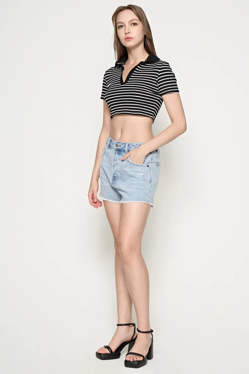 LADIES CROPPED TOP BLACK