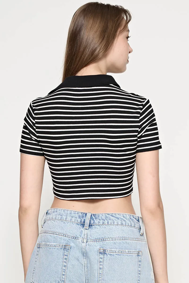 LADIES CROPPED TOP BLACK