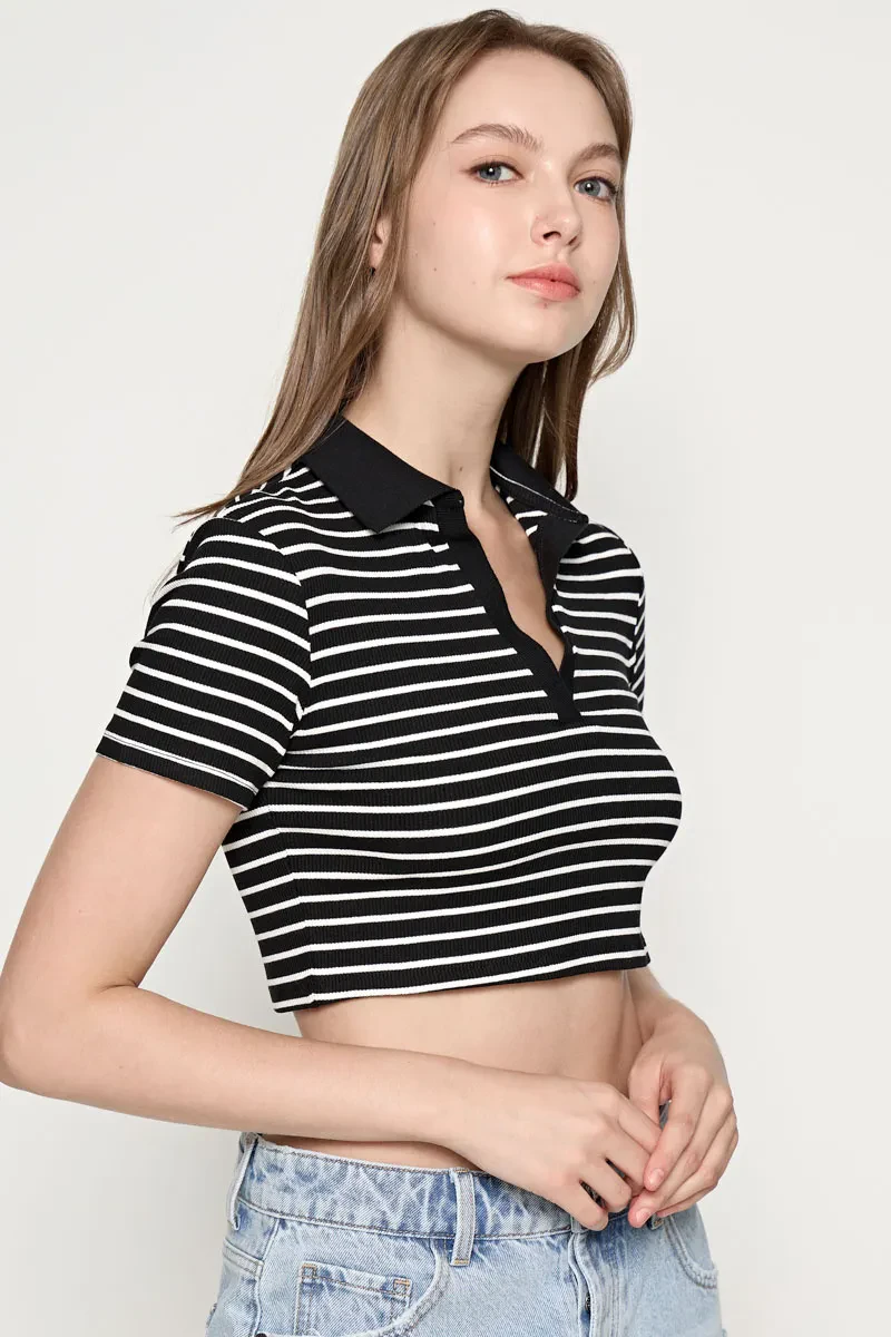 LADIES CROPPED TOP BLACK