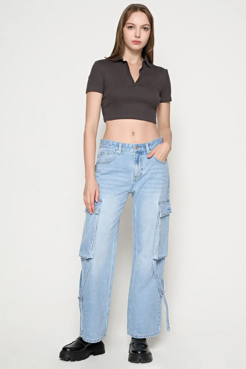 LADIES CROPPED TOP DARK GREY