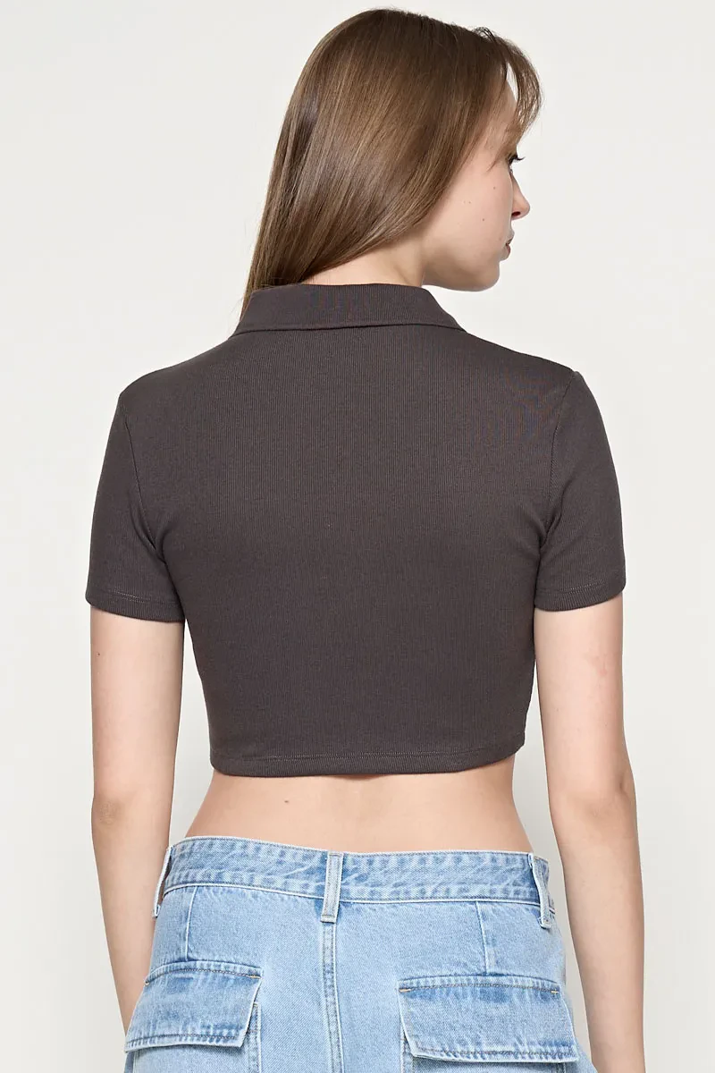 LADIES CROPPED TOP DARK GREY