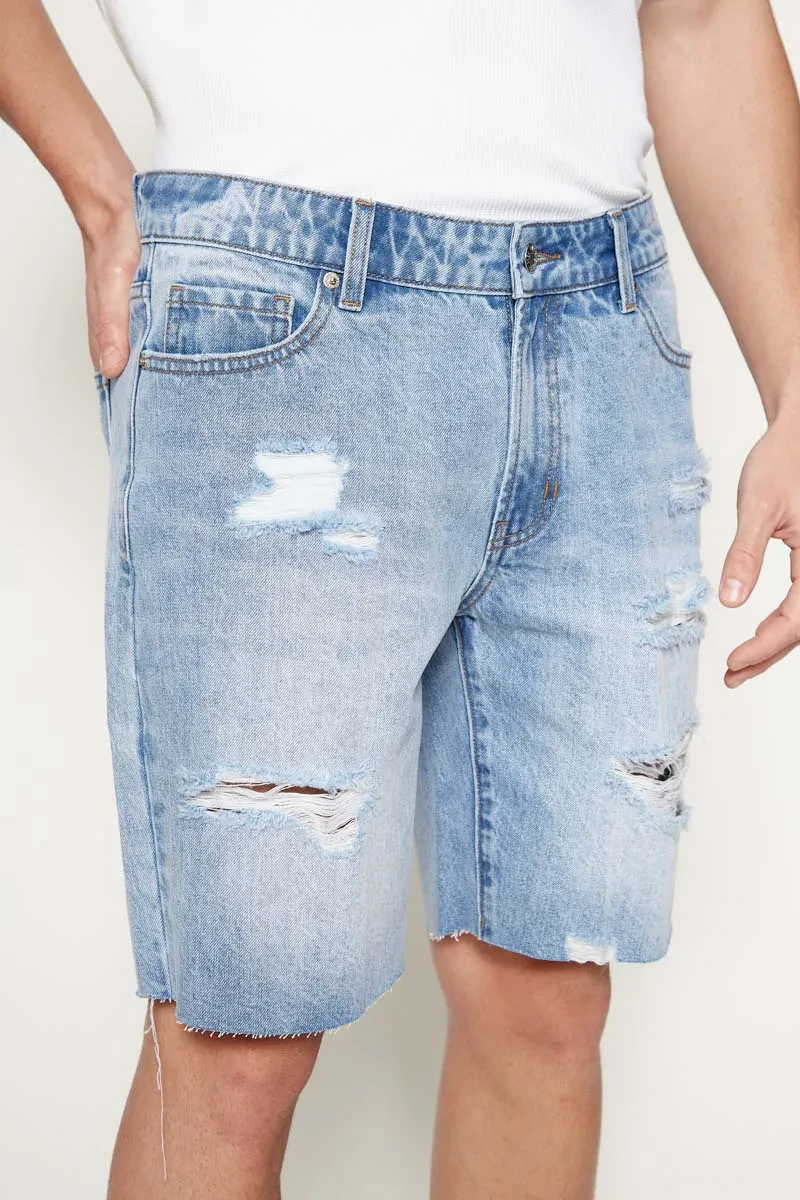 MEN CASUAL SHORT JEANS LIGHT BLUE