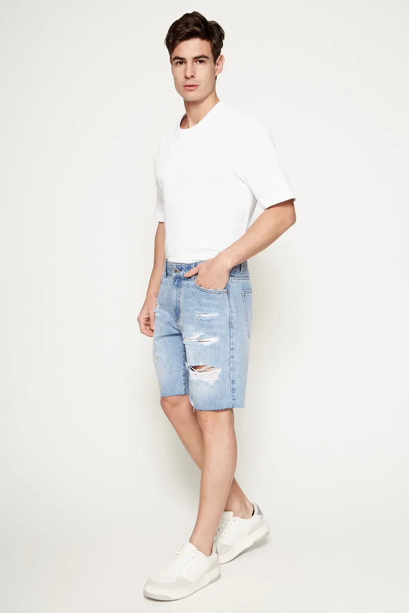 MEN CASUAL SHORT JEANS LIGHT BLUE