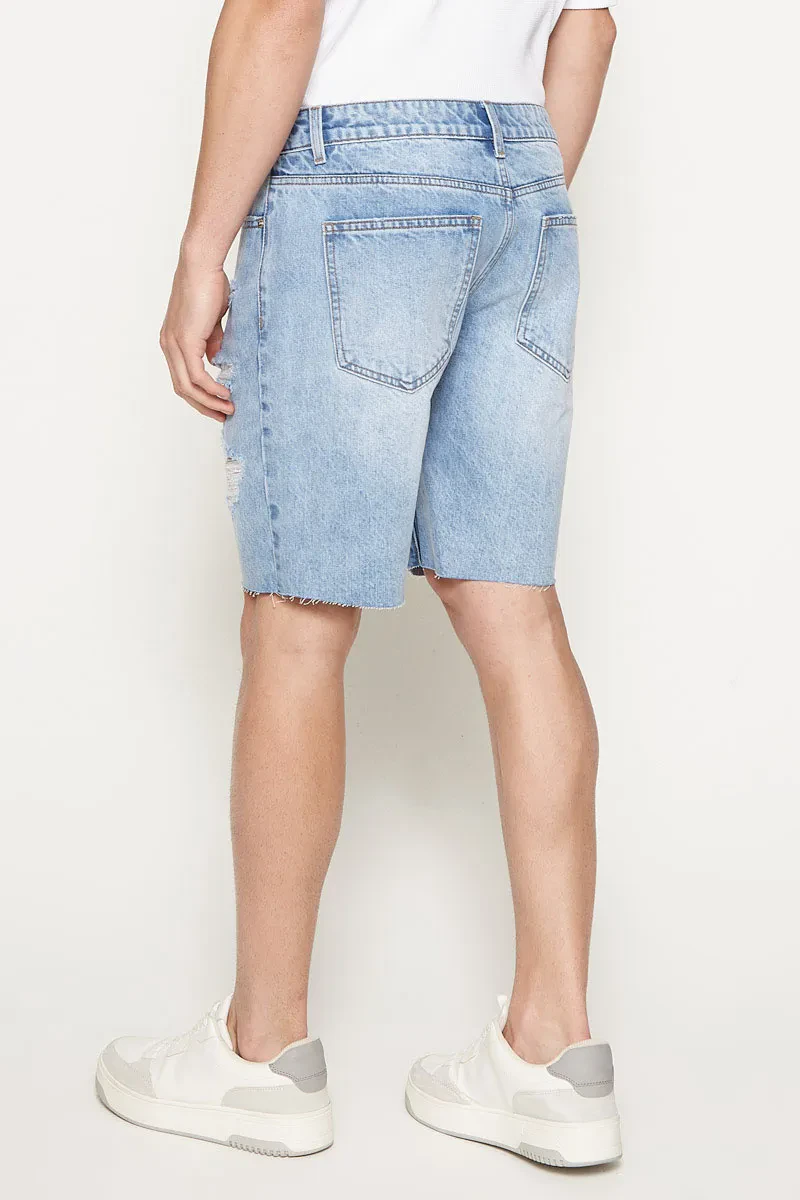 MEN CASUAL SHORT JEANS LIGHT BLUE