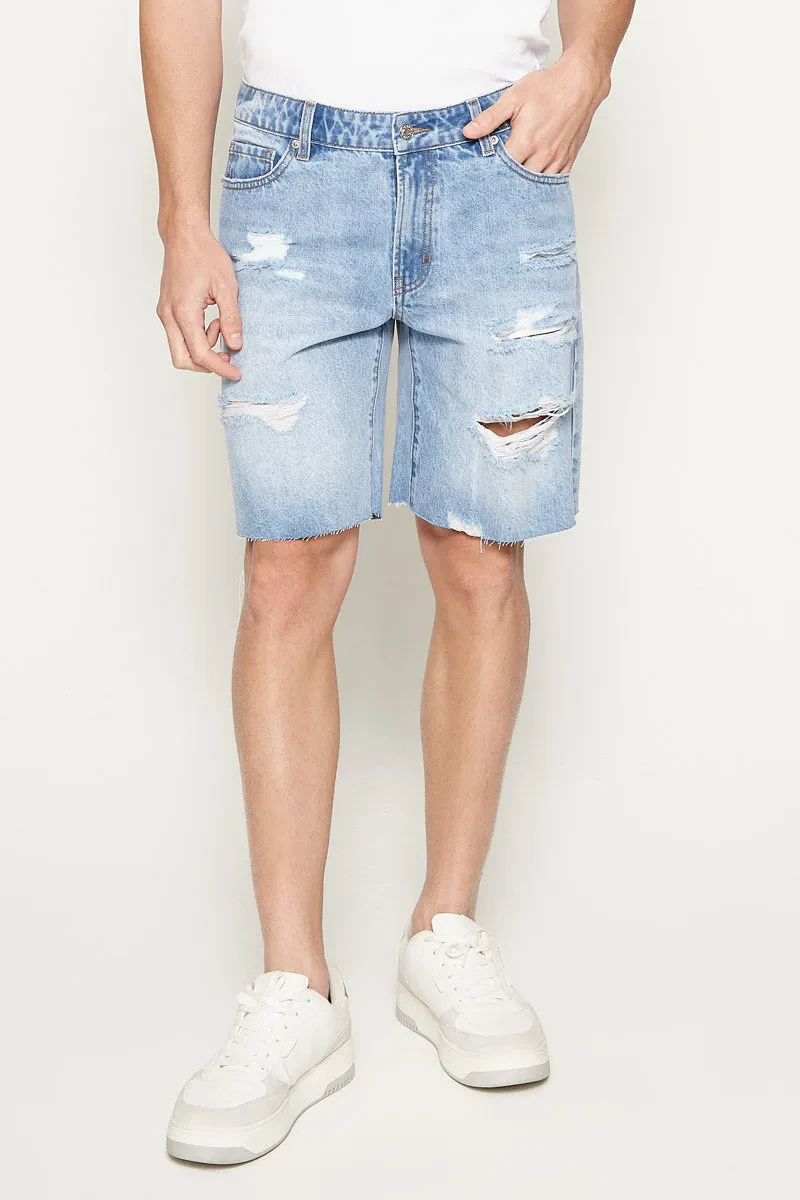 MEN CASUAL SHORT JEANS LIGHT BLUE