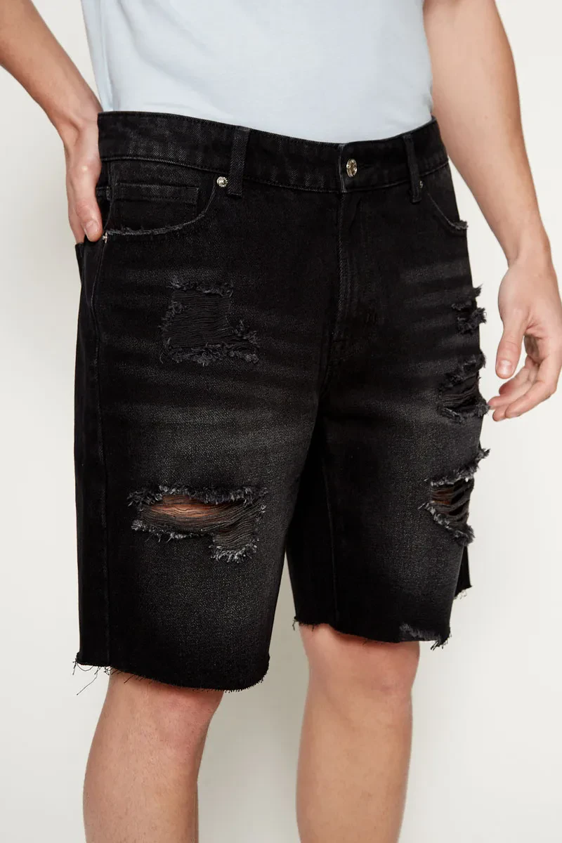 MEN CASUAL SHORT JEANS BLACK