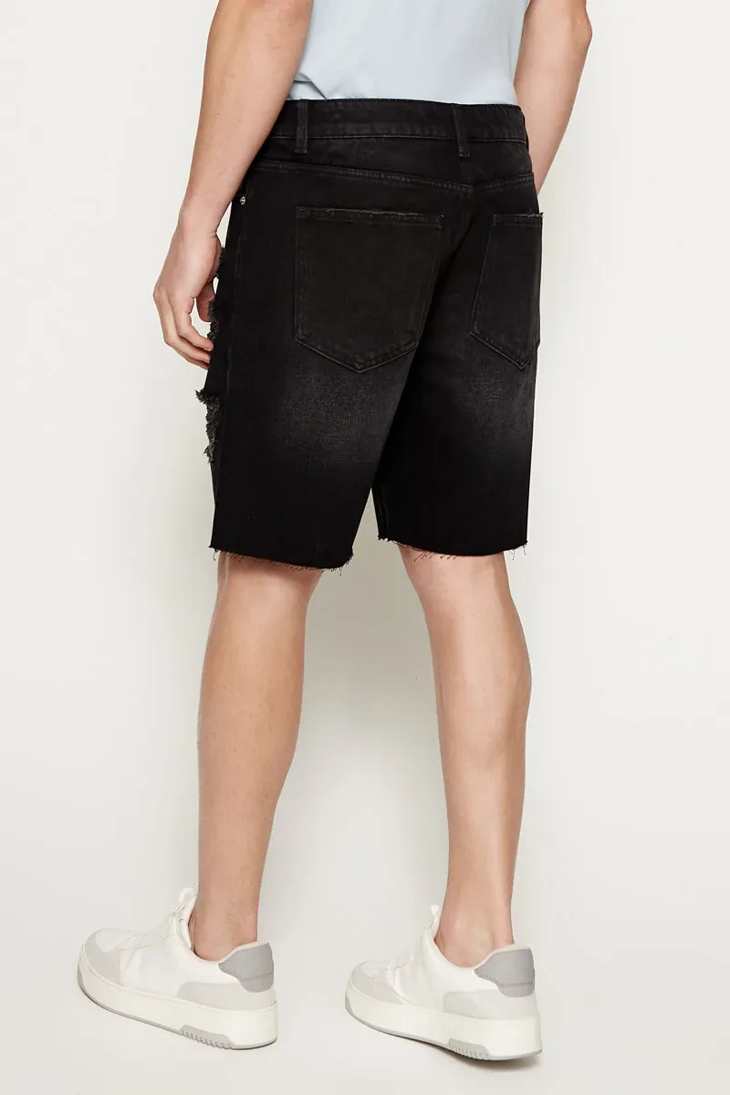 MEN CASUAL SHORT JEANS BLACK