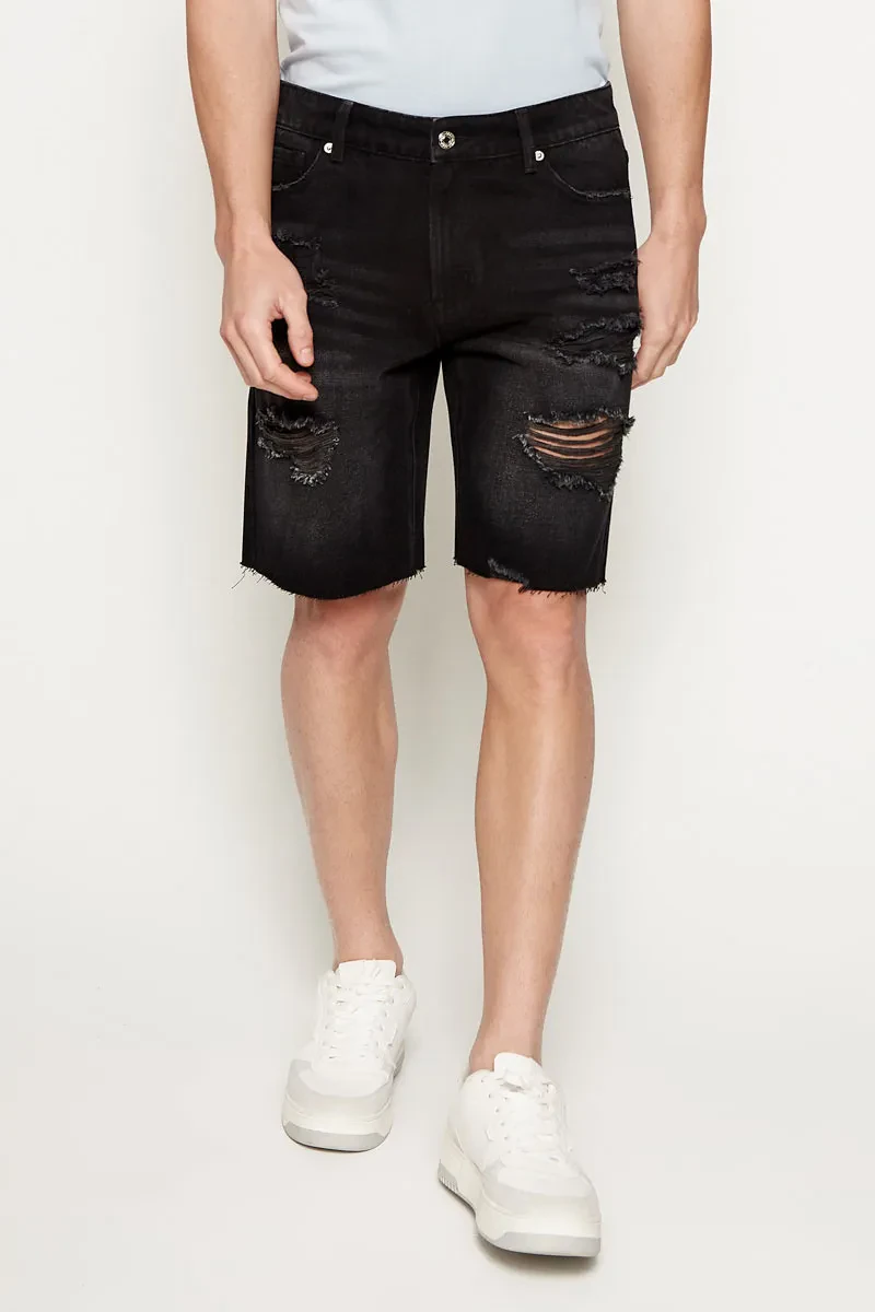 MEN CASUAL SHORT JEANS BLACK