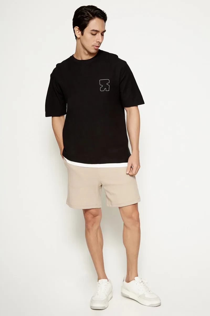 MEN CASUAL LOOSE FIT GRAPHIC TEE BLACK