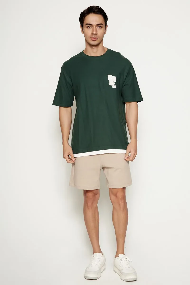 MEN CASUAL LOOSE FIT TEE  DARK GREEN