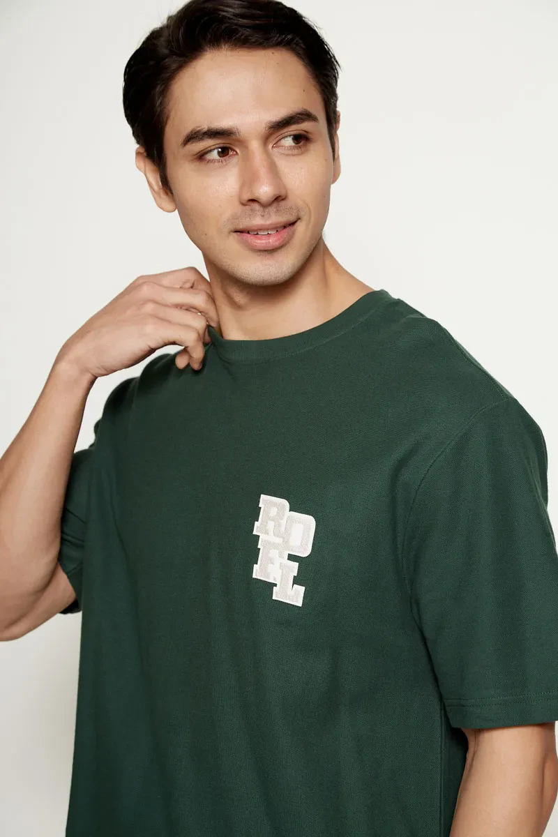 MEN CASUAL LOOSE FIT TEE  DARK GREEN