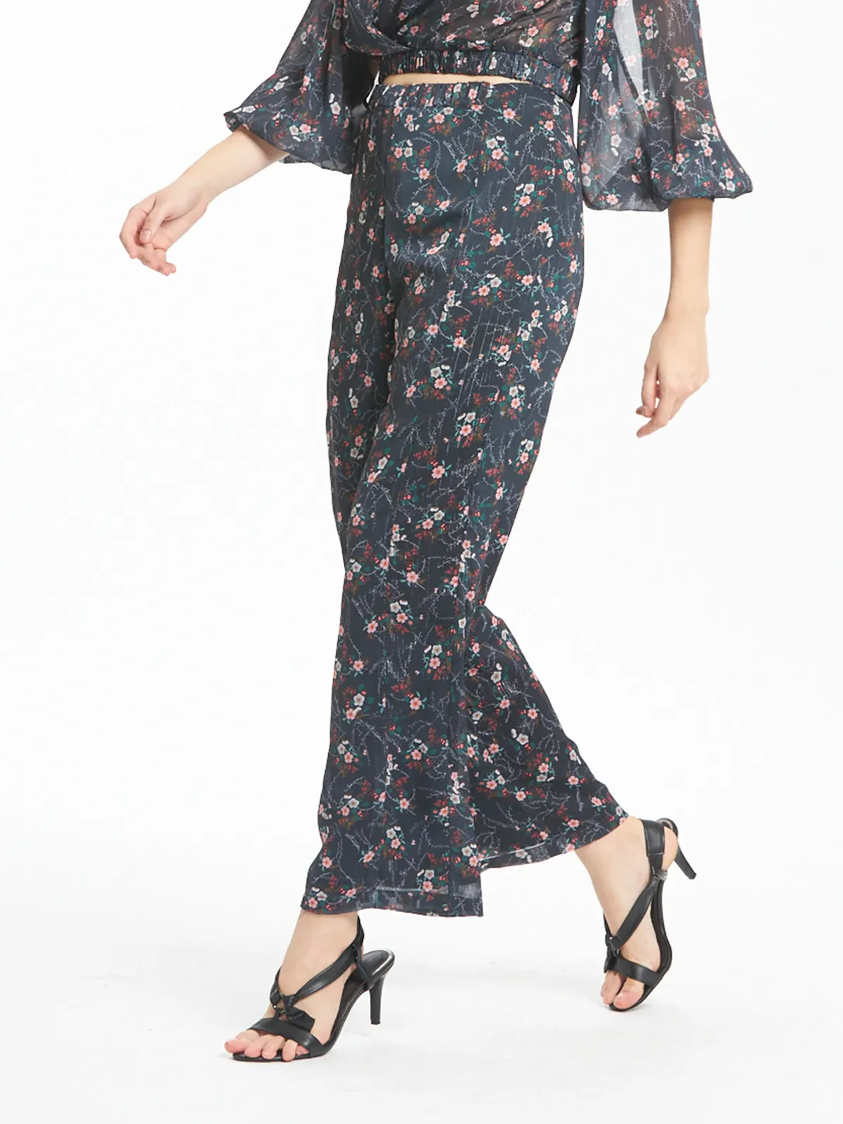Floral Print Straight Leg Pants