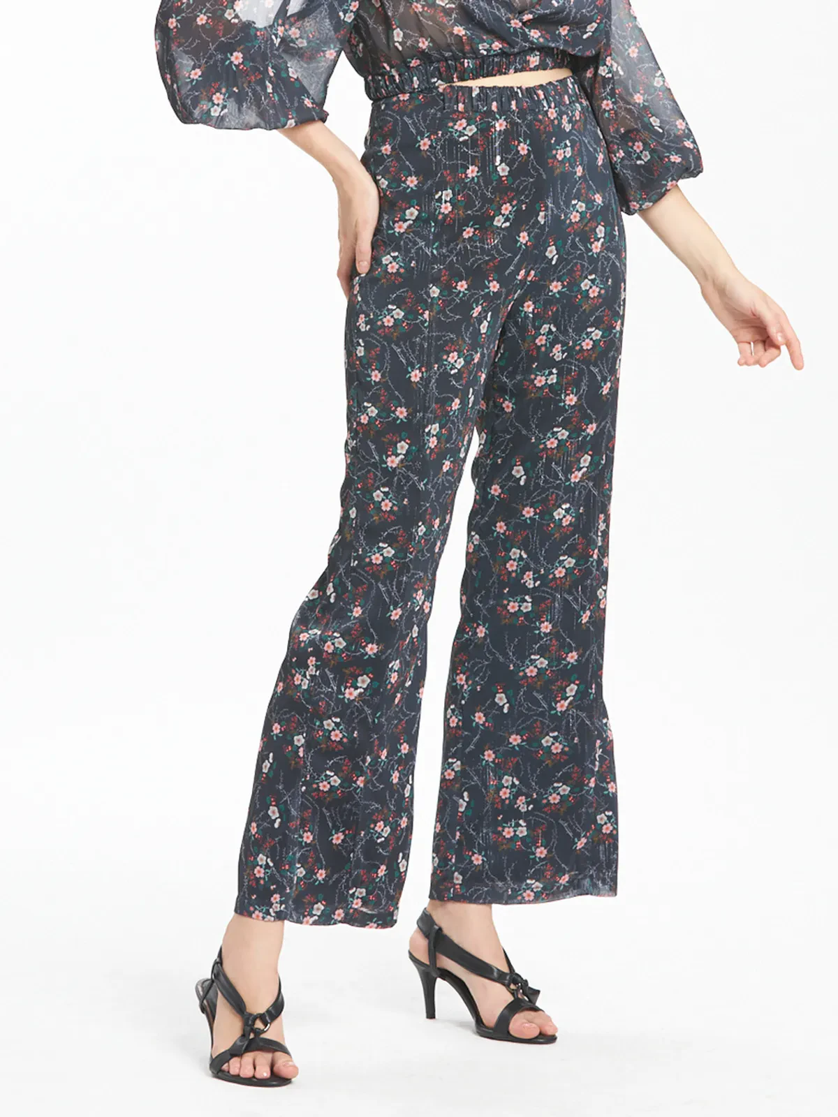 Floral Print Straight Leg Pants