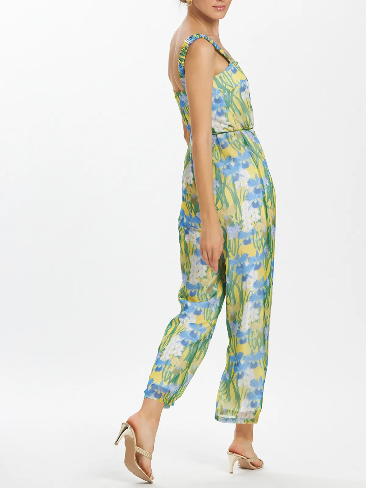Floral Print Elasticated Shoulder Relax Fit Jumpsuit