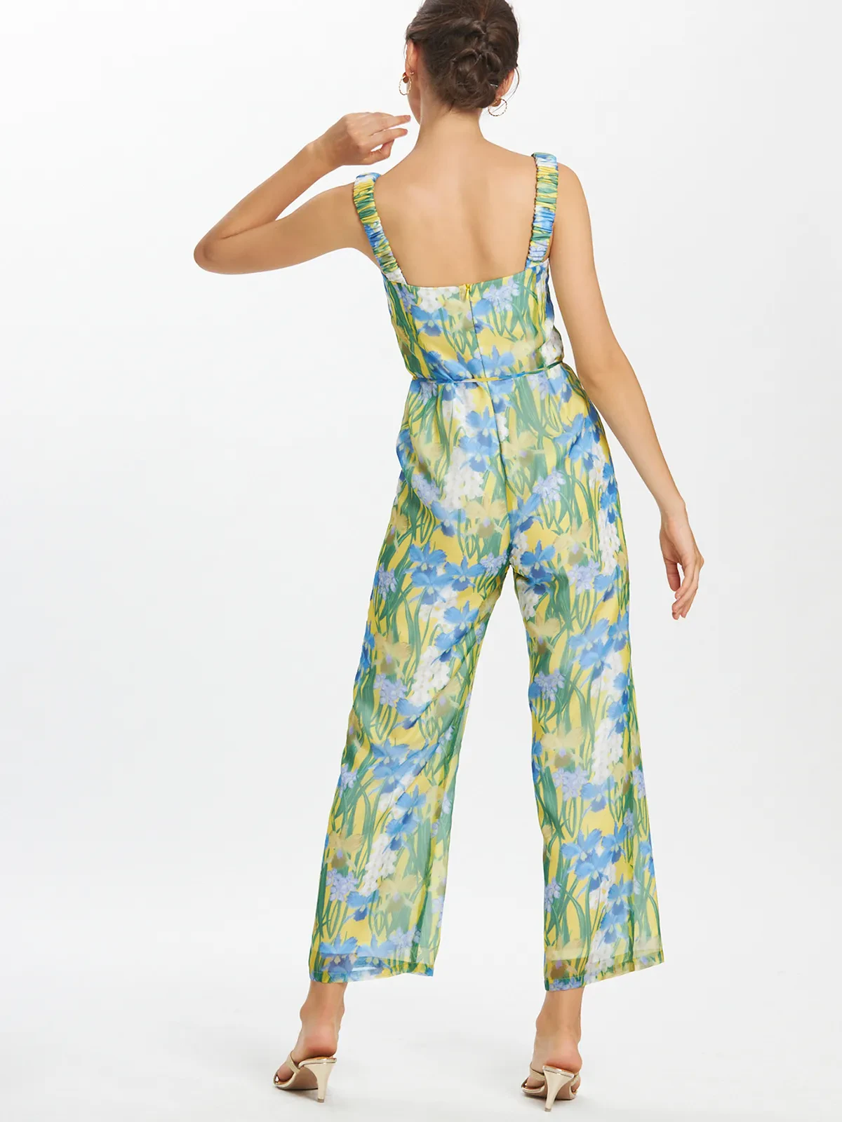 Floral Print Elasticated Shoulder Relax Fit Jumpsuit
