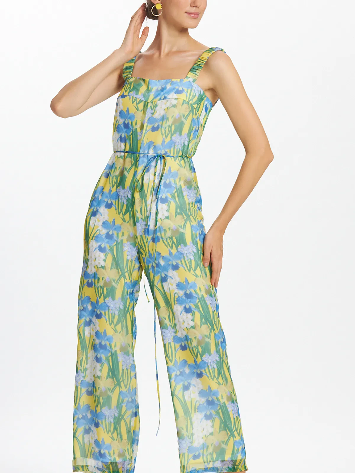 Floral Print Elasticated Shoulder Relax Fit Jumpsuit