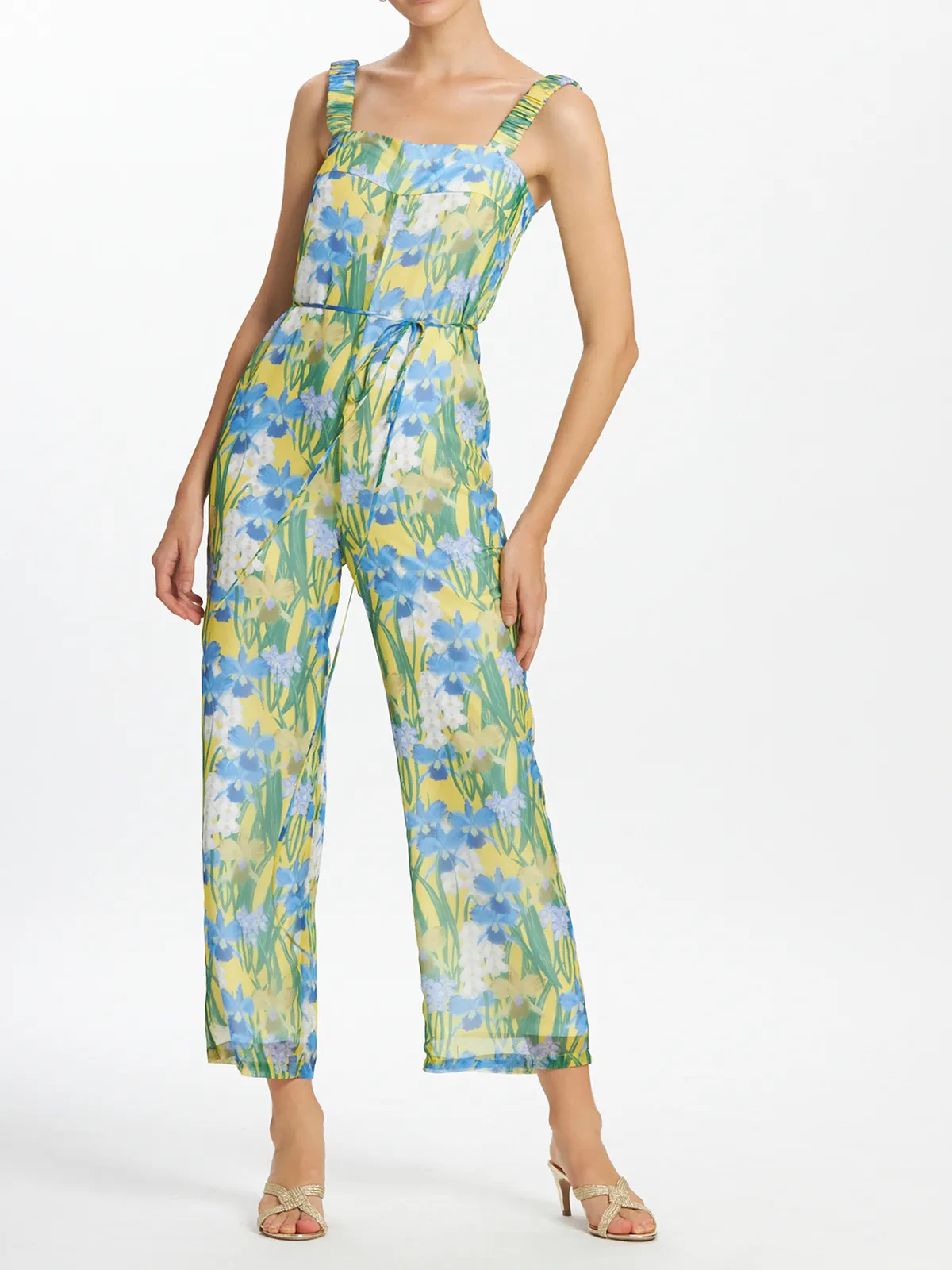 Floral Print Elasticated Shoulder Relax Fit Jumpsuit