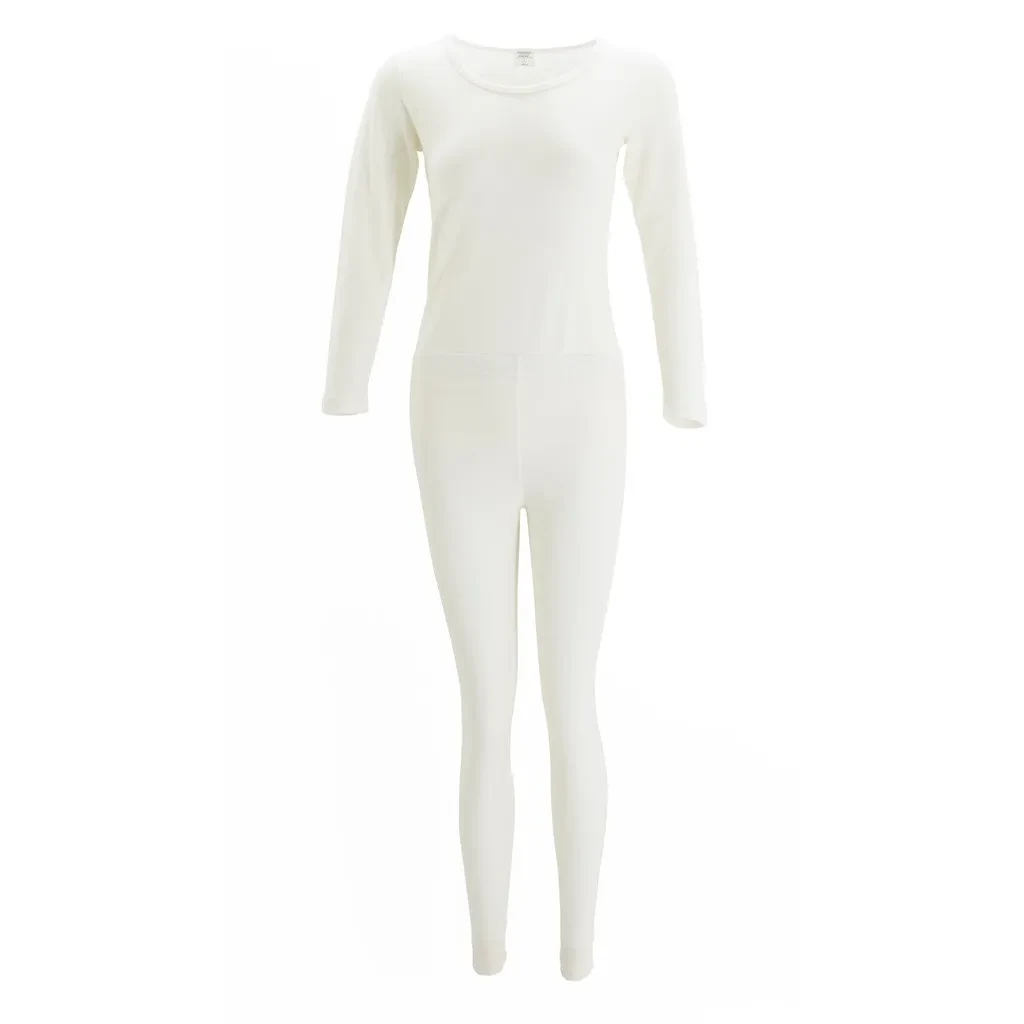WINTER TIME LADIES WOOLMAX CREW NECK SET - OFF WHITE