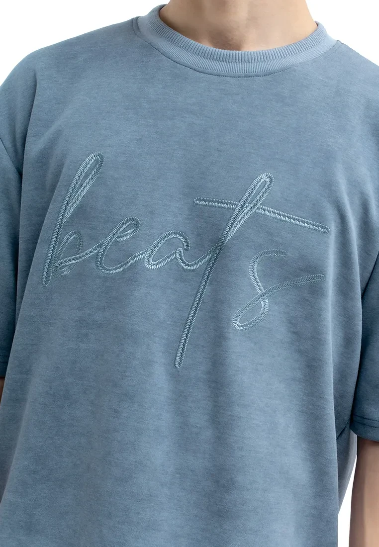 DRUM SELECT PATTERN EMBROIDERY OVERSIZED TEE