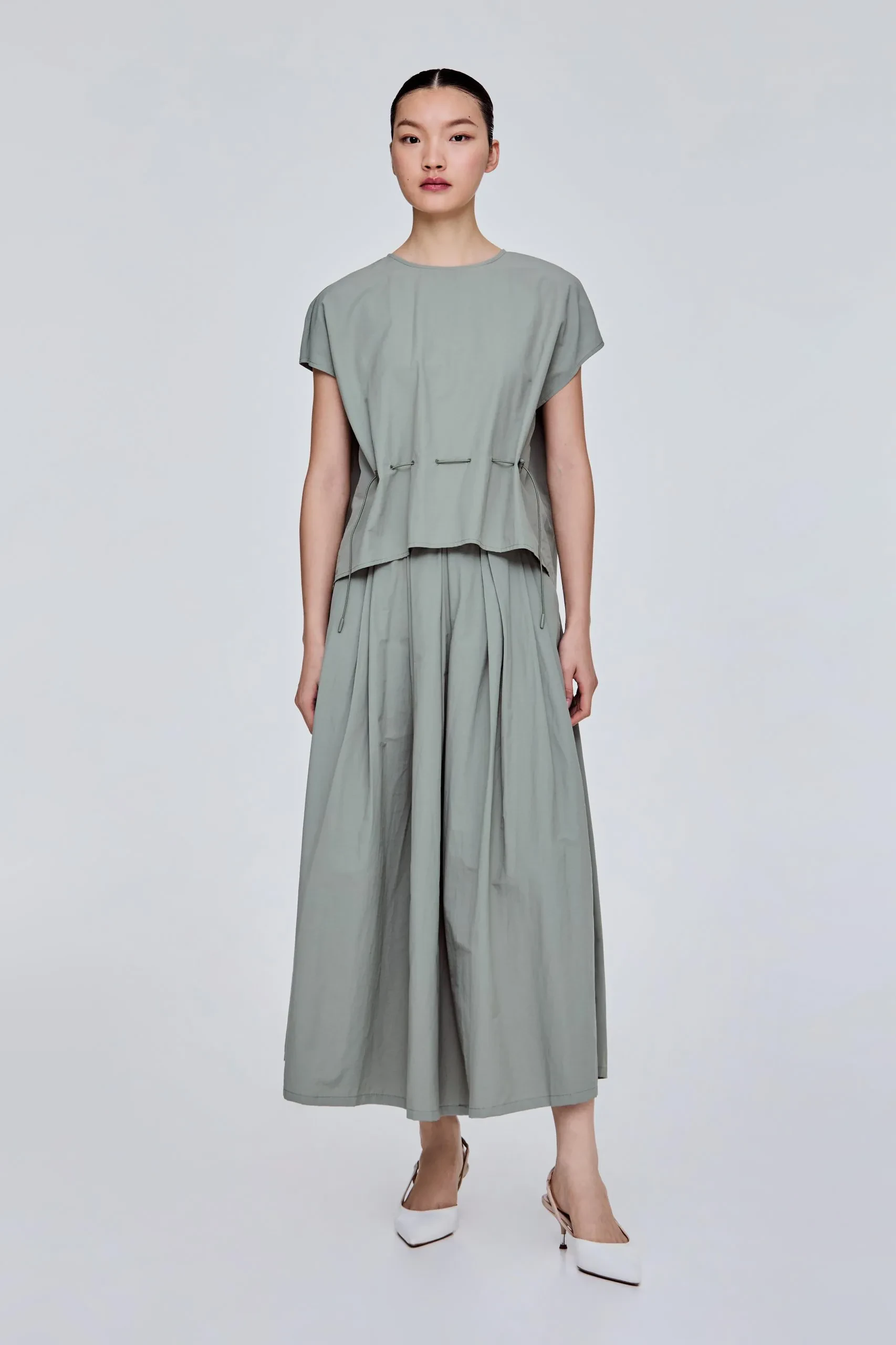 MANDARIN COLLAR PANELLED DRESS