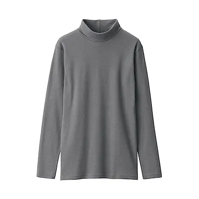 W'S WARM,THICK COTTON MOCK NECK L/S T-SHIRT - MEDIUM GREY